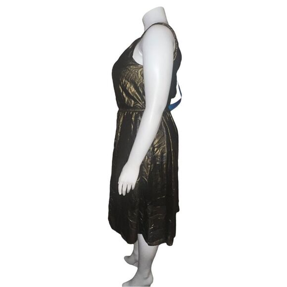6th and Lane Bryant Gold Foil Sample Dress Sleeveless Fit & Flare Plus Size 14W - Picture 3 of 6